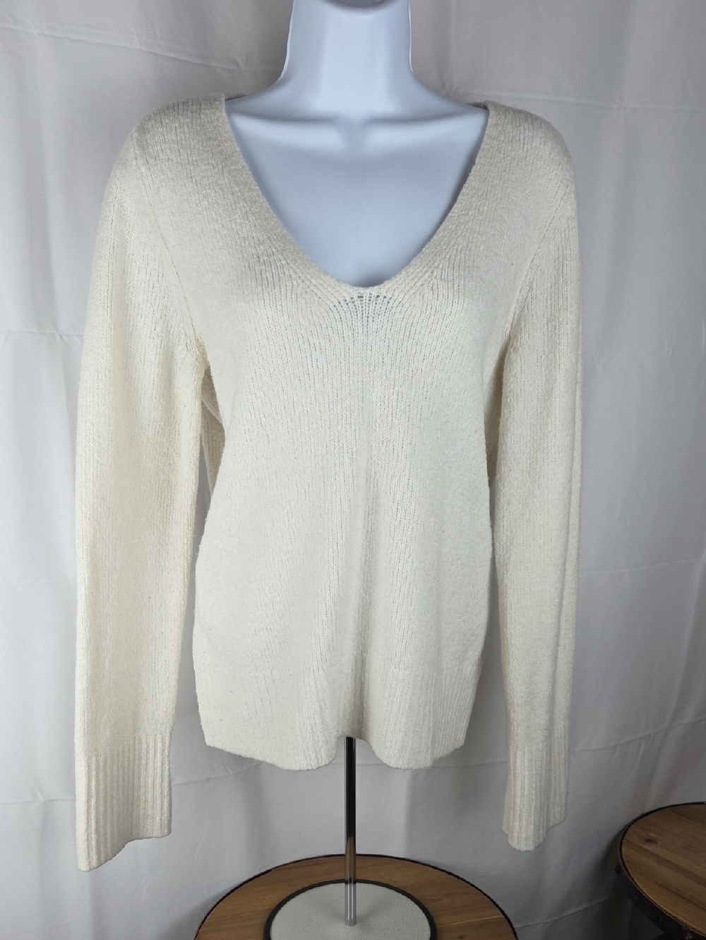 Calvin Klein Cream V-Neck Pullover Sweater